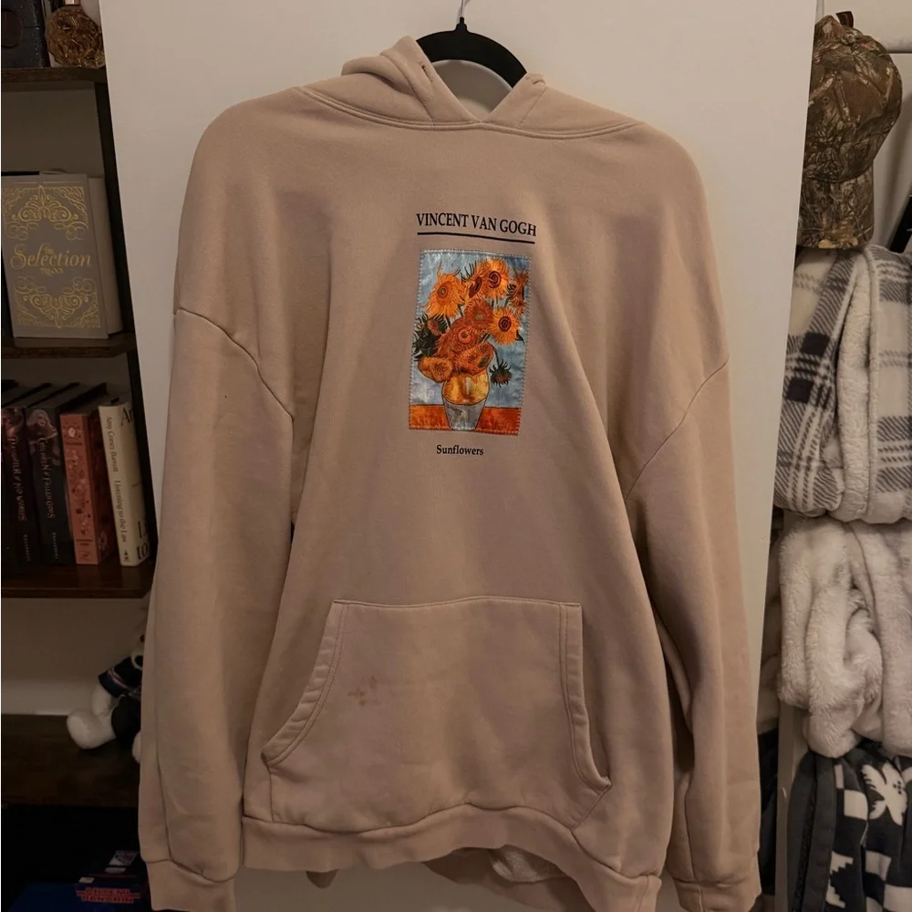 Sunflowers Beige Hoodie Sweatshirt - Picture 1 of 2